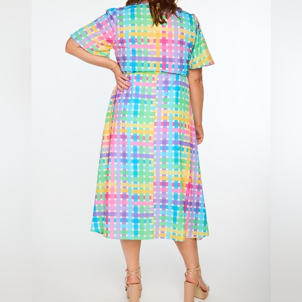 Colorful Plaid Women's Dress - Picture 6 of 6